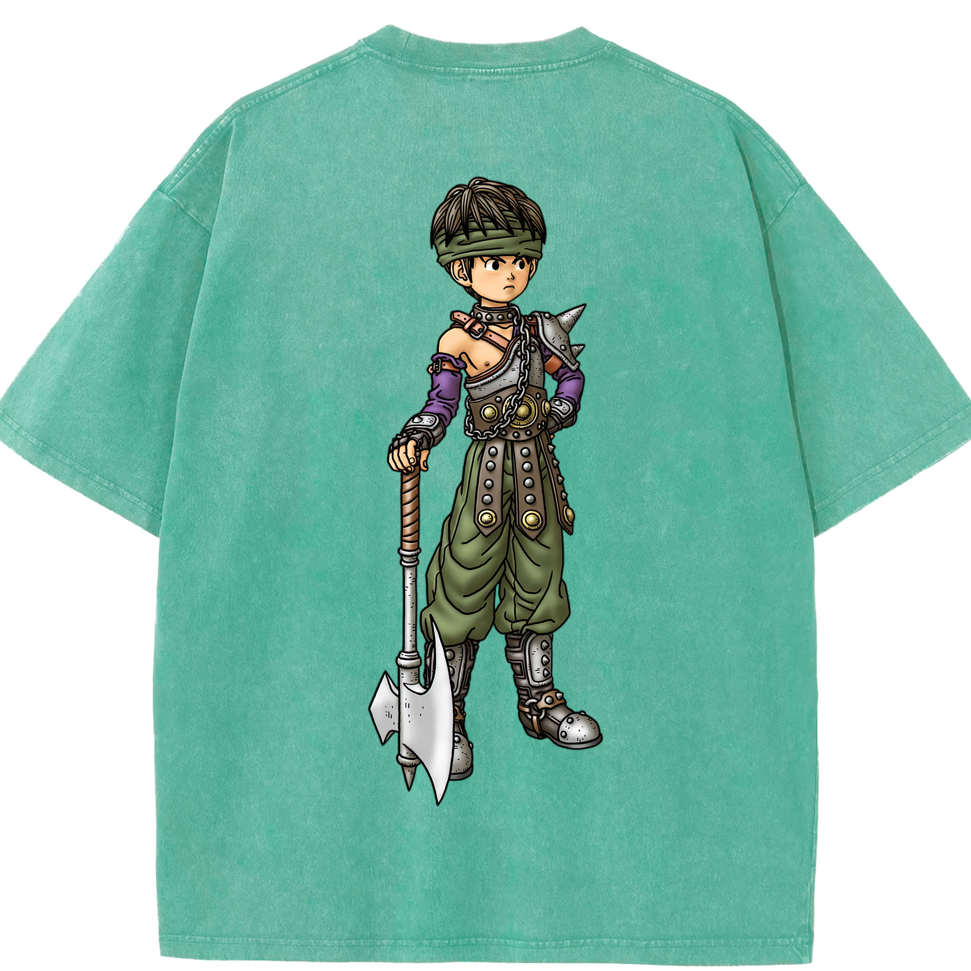 （画像用） ドラゴンクエスト Doragon Kuesuto Dragon Quest 綿100% ヴィンテージ風 半袖Tシャツ（背面プリント）